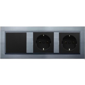 Resim Ovivo Quantum Gümüş 3'lü Set Anahtar, Topraklı Priz Ve Topraklı P 