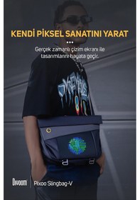Resim Divoom Pixoo Slingbag-v Siyah Ledli Ekran App Kontrollü Postacı Çantası-su Geçirmez Siyah 