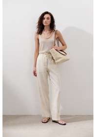 Resim Manuka Keten Barrel Pantolon Vanilya Vanilya 