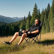 Resim Yetişkinler için Taşınabilir Katlanır Ay Sandalyesi - Geniş & Kalın Ergonomik Yüksek Sırt Desteği, Ayarlanabilir Bel Desteği, Paslanmaz Çelik Çerçeve ve Konforlu Minder - Kamp, Balık Tutma, Açık Hava Barbeküleri, Piknikler, Katlanır Dış Mekan Sandalyesi, Sağlam Yapı, Hafif Katlanabilir Tasarım 