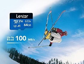 Resim Lexar 633x 64 GB Micro SD Kart, microSDXC UHS-I Kart W/O SD Adaptör, microSD Hafıza Kartı, 100MB/s Okumaya kadar, A1, Class 10, U3, V30 (LMS0633064G-BNNAA) 