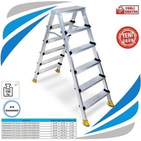 Resim Sözbir 6+6 Gold Alüminyum Çift Çıkışlı Merdiven 