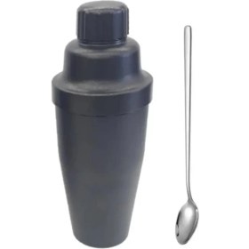 Resim Kokteyl Yapım Seti 2li Polikarbon Shaker 700 cc + Düz Bar Kaşığı Kokteyl Kaşığı Karıştırıcı 