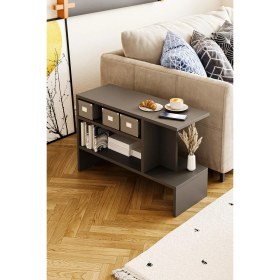 Resim Hofga Sümela Raflı Yan Sehpa - Gazetelik, Dergilik, Kitaplık Antrasit 