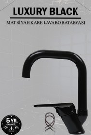 Resim tesitay Siyah Lavabo Bataryası Banyo El Yıkama Musluğu Çift Girişli Lüks Lavabo Musluğu Musluk Armatür Wc 