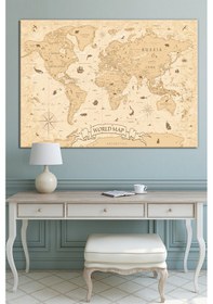 Resim Dünya Haritası World Map Dekoratif Kanvas TAblo 90 x 60a 
