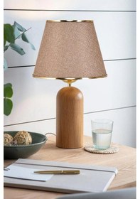 Resim Silos Masif Ahşap Ayaklı Gold Detaylı Kumbeji Kumaş Şapkalı Dekoratif Abajur Kum Beji 