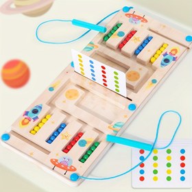 Resim 1 Adet Ahşap Manyetik Labirent Kalem Oyunu, Çift Oyunculu Zekâ Savaşı Renk Sıralama Eğitici Oyuncak, Düşünme Becerisi Geliştirme Bulmaca Seti 