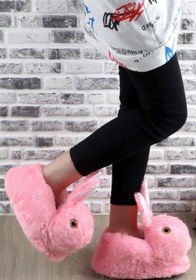 Resim Genel Markalar 0828 Pudra Tavşan Figürlü Peluş Kadın Panduf Ev Botu 