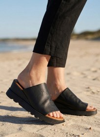 Resim Bueno Shoes Siyah Khv Deri Kadın Dolgu Topuklu Terlik 01wy8605 