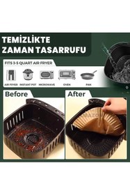 Resim LİRAZON 50 Adet Airfryer Pişirme Kağıdı Hava Fritözü Xiaomi Philips Yağsız Tefal Kumtel Mi Kağıt 