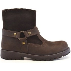 Resim Garuda Hakiki Deri Kahve Fermuarlı Kız Erkek Çocuk Bot Çok Renkli 