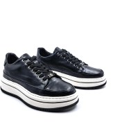 Resim Marcomen M21102 Deri Yüksek Taban Erkek Siyah Şık Spor Sneaker Ayakkabı 