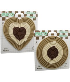 Resim Ayder Timya 3İN1= BÜTÜN - 3 BOYA AYRILIR SİLİKON MAT - NİHALE KALPLİ=7.7-12.5-19CM YUVARLAK=7-12.5-19.5CM (Timya/Go1395) 199637 