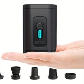 Resim Elektrikli Taşınabilir Mini USB Otomatik Hava Pompası, 5 Farklı Ağız Tipi, Taşınabilir Hava Pompası, Şarj Edilebilir, 1200Mah Büyük Kapasiteli Dahili Pil ile, Açık Kamp, Bahçe, Havuz, Şişme Yatak, Vakumlu Depolama Sırt Çantası için Uygun 