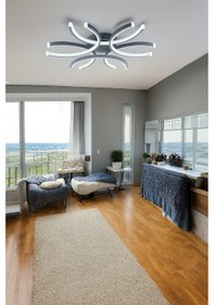 Resim Levora Antrasit Renk Modern Tasarım - Oturma Odası - Salon - Mutfak - Yatak Odası Beyaz Led Avize Antrasit 