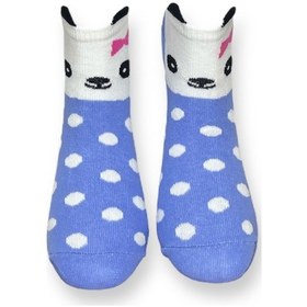 Resim Me-vo Tekli Mavi Renkli Bay/bayan Unisex Esnek Nem Alabilen Pamuklu Panda Desenli Patik Çorap Mavi 