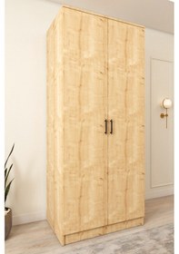 Resim Ases Mobilya Ases Esl153 Geniş Gardırop 2 Kapaklı 2 Askılı Giysi Dolabı Beyaz - Safir Meşe Safir Meşe 