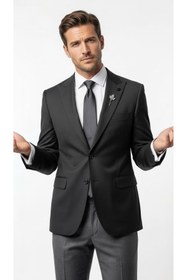 Resim Plus Scorpion Erkek Blazer Ceket Twill Puntolu Kırlangıç Yaka 2 Düğmeli Çift Yırtmaçlı Slim Fit 