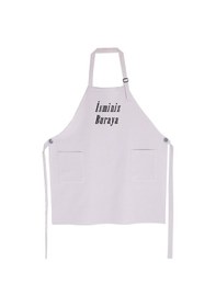 Resim Mutfak Önlüğü Kişiye Ve İsme Özel Nakışlı Mutfak Önlüğü Sade Farklı Renkler Gri 