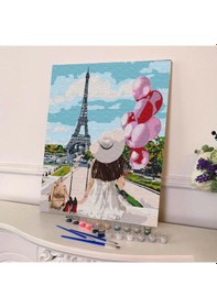 Resim Sayılarla Boyama Seti 40 x 50 CM Tuval Şasesine Gerili Paristeki Balon 