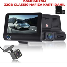 Resim Kensa 3 Kameralı 4 Inç 1080p Yol Kayıt Kamerası.üç Kameralı Araç Kamera.(TÜRKÇEMENÜ GERİGÖRÜŞ G-SENSÖR) Hf 