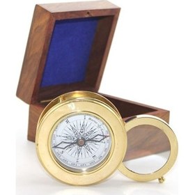 Resim Periboia Ahşap Kutulu Pirinç Mercekli Pusula Model 2 