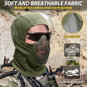 Resim AOUTACC Balaclava Airsoft Örgü Maske, Ninja Tarzı Tam Yüz Koruma Kapüşonu, Cs Savaş Oyunu, BB Silahı, Avcılık, Paintball için 