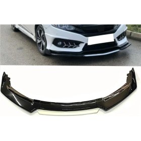 Resim Peugeot 307 2001-2009 Beyaz Şeritli Renkli Ön Ek Ön Lip Piona Black 4 Prç 