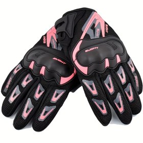 Resim SUOMY Kadınlar için Dokunmatik Ekranlı Nefes Alabilir Motor Eldiveni MBX/MTB/ATV Spor Pembe Off-Road Bisiklet Sürme Eldiveni 