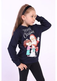 Resim Toontoy Unısex Çocuk Merry Christmas Baskılı Sweatshirt Lacivert 