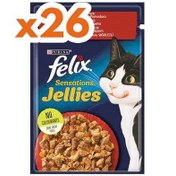 Resim Felix Pouch Sensations Jellies Sığır Etli ve Domatesli Yaş Kedi Maması 85 Gr - BOX - 26 Adet 