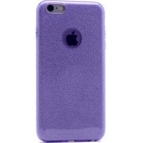 Resim Apple iPhone 7 Plus Kılıf Simli Parlak Silikon- Mor 