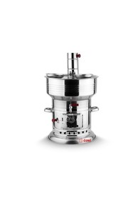 Resim 12 Litre Paslanmaz Krom Odunlu Kömürlü Çay Semaveri Odunlu Kömürlü Semaver Demlik Hediyeli 12+1 Lt 