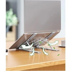 Resim Notebook Standı 2in1 Katlanabilir Taşınabilir Folding Alüminyum Dizüstü Bilgisayar Standı Telefon Standlı 13 Kademeli 