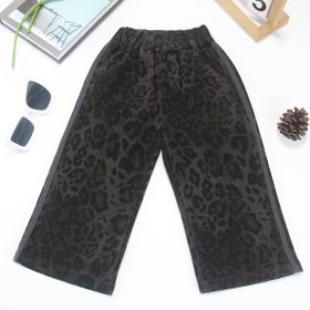 Resim Kız Çocuk Leopar Desenli Geniş Paça Pantolon - Lastikli Bel, Bol Kesim Düz Paça İpli Bel Pantolon, İlkbahar/Sonbahar için Tüm Sezonluk Günlük ve Parti Pantolonu, Dış Mekan için 