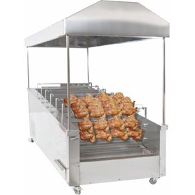 Resim Pimak Kömürlü Yatay Tip Piliç Makinesi 8+8 şiş 40+40 Piliç 