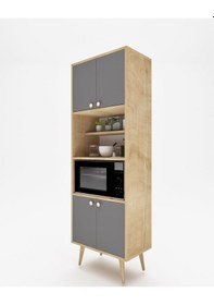Resim Floradesign Lavin180 Çok Amaçlı Dolap /fırın Dolabı /mutfak Organizeri Meşe+antrasit 