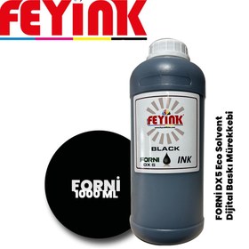 Resim FEYİNK ® Forni Ecosolvent Dijital Baskı Mürekkebi Epson DX5 Kafa Uyumlu Black (Siyah) -1000ml- 