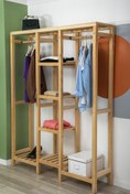 Resim BRK Design Ahşap Açık Gardırop 185x140x30 
