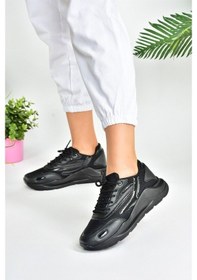 Resim Fox Shoes Siyah Kumaş Kalın Tabanlı Günlük Spor Ayakkabı M7020119 