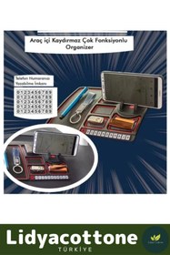Resim Lidyacottone Premium Araç Içi Kaydırmaz Torpido Organizeri Numaratör Çizdirmez Çok Fonksiyonlu Araba 