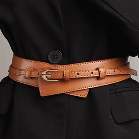 Resim Kadınlar için suni deri ve çıkarılabilir tokalı, vintage ceketler ve elbiseler için mükemmel bir moda geniş bel kemeri 