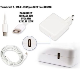 Resim 20.3V 3A 61W Apple Uyumlu MacBook Thunderbolt 3. Usb-C. Usb Type-C Adapt 