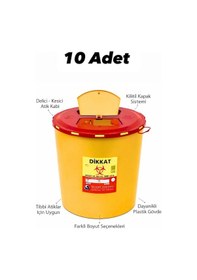 Resim Tıbbi Atık Kovas Sarı, Enfekte Kovası Sarı Renk , Hijyenik Ve Güvenli Kullanım 10 Litre Tüm Adetler Turuncu 