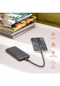 Resim Polosmart Pbs131 10000 Mah Powerbank Type-c Girişli Çift Usb Hızlı Şarj Cihazı Antrasit Antrasit 