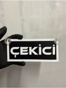 Resim Siyah Renk Üzeri Beyaz Renk Çekici Yazılı Vantuzlu Cam Süsü 