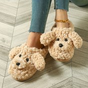 Resim Sevimli Peluş Teddy Köpek Terlikleri Kadınlar İçin - Rahat Stil, Tüm Sezonlarda İç ve Dış Mekan Konforu, Elde Yıkanabilir Kumaşlı, EVA Tabanlı Slip-On Ayakkabılar 