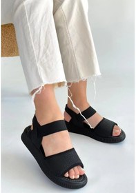 Resim Biçomi Jake Siyah Hasır Cilt Sandalet Çok Renkli 