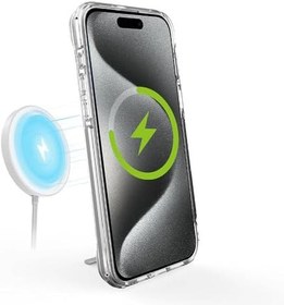 Resim iPhone 15 Pro Max Uyumlu Kılıf Case, Transparent, Kablosuz Şarj Özellikli Metal Standlı Şeffaf Kapak 